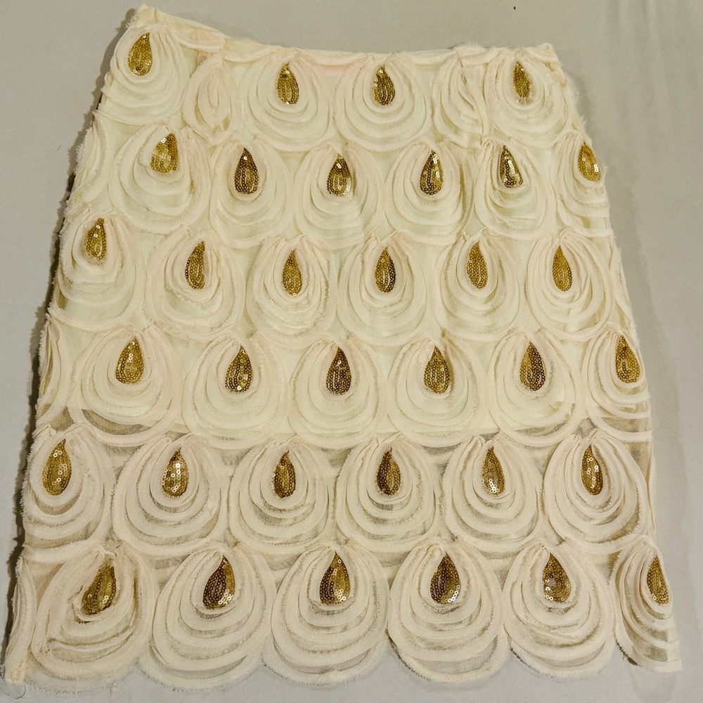 Banjul Cream and Gold Pencil Skirt - Picture 4 of 9